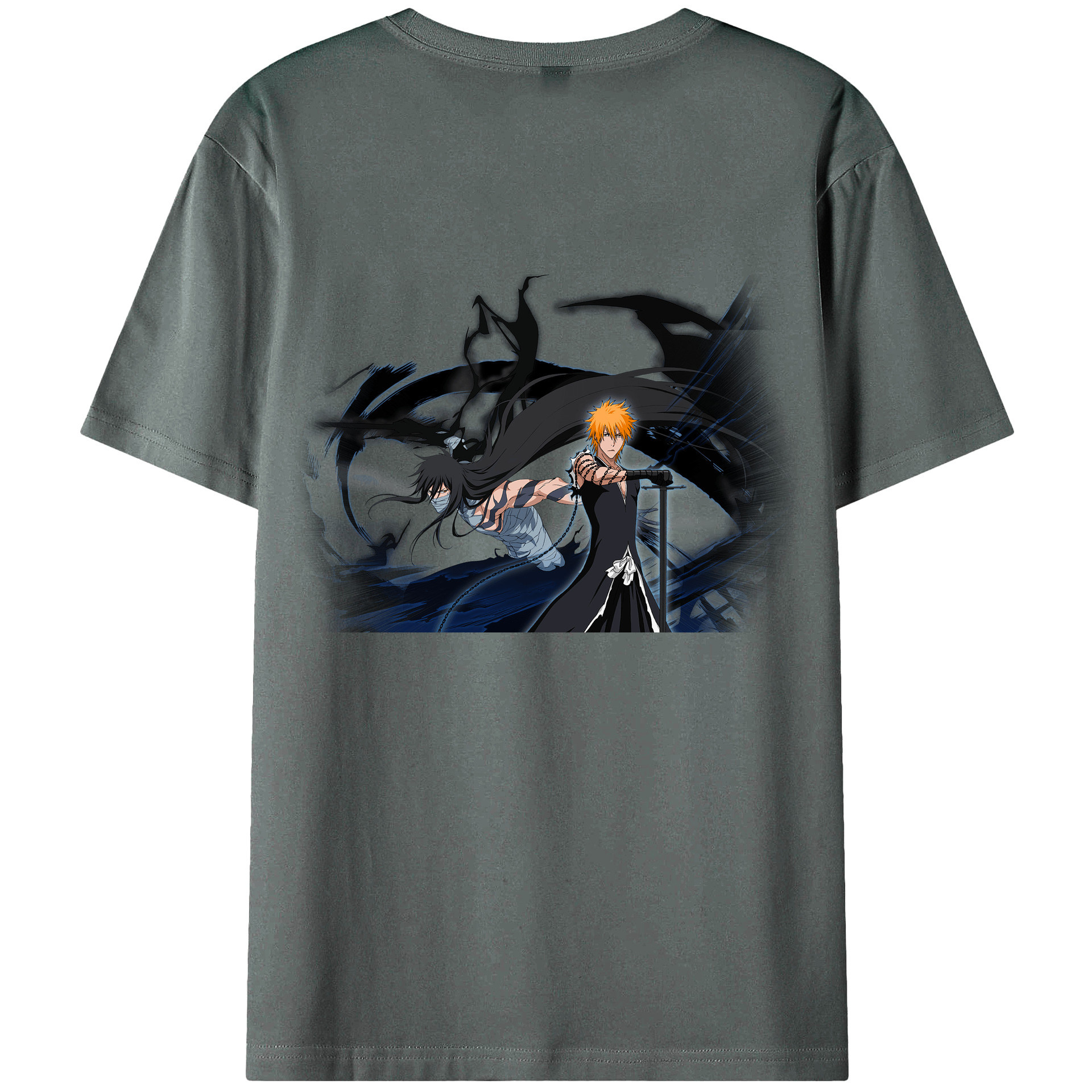 （画像用） ブリーチ 黒崎一護（くろさき いちご）BLEACH Kurosaki Ichigo 綿100％ メンズ半袖Tシャツ（バックプリント） 通気性